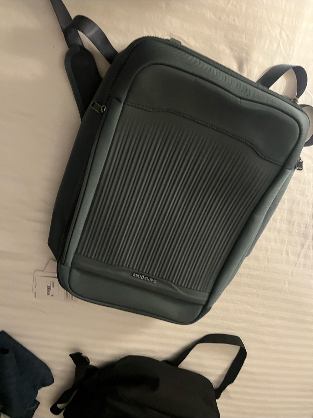 Samsonite Men's Blue-Gray Ribbed Laptop Backpack - Picture 5 of 5